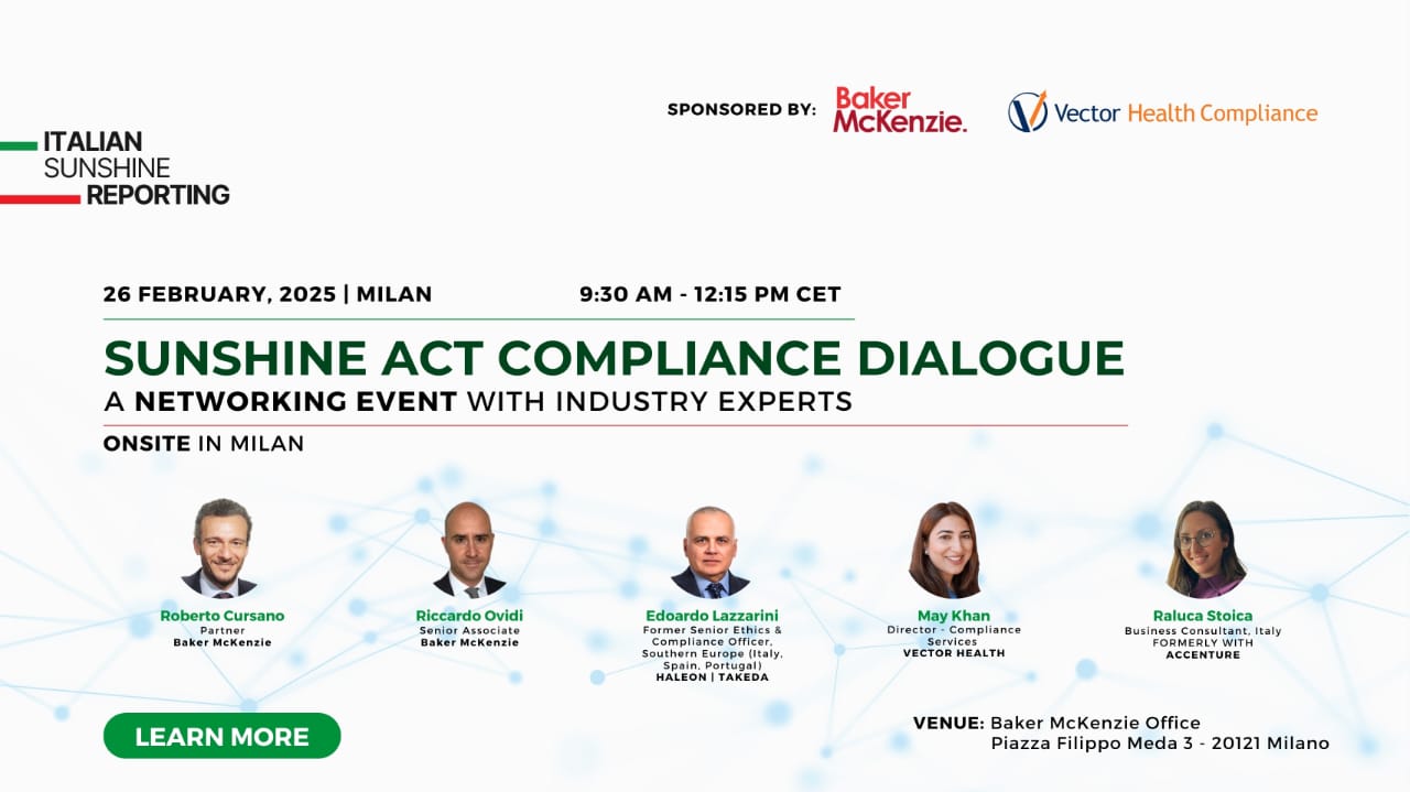 Global Sunshine Reporting for HCP Engagement, US and Italian Transparency Reporting, Sunshine Laws, and Pharmaceutical Compliance